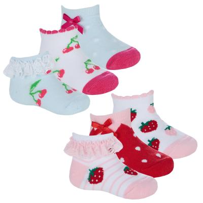 TT44B1045  Triple Pack Fruity Lace Trainer  Socks  (0-5.5)