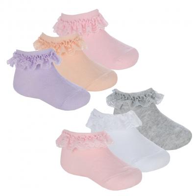 TT44B1049  Triple Pack  Lace Trainer  Socks  (0-5.5)
