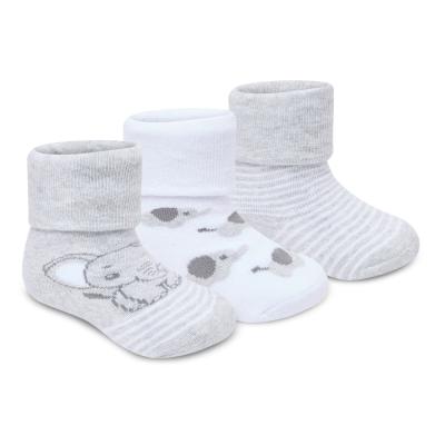 TT44B1064 Triple pack of gripper Socks "Elephants"