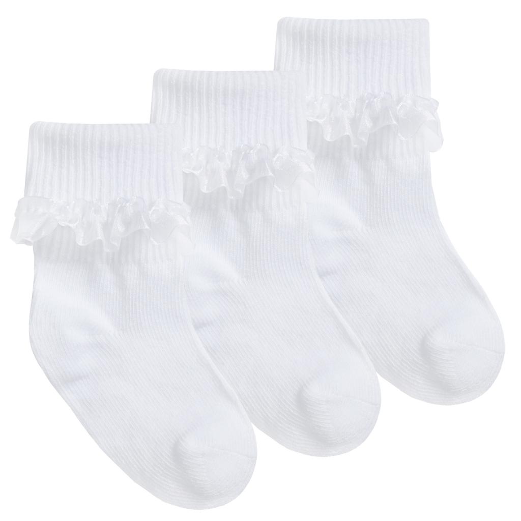 Tick Tock 44B485/WHITE/0-0 5055442137444 TT44B485-W Triple Pack of Lace Trimmed Ankle Socks (0-0)