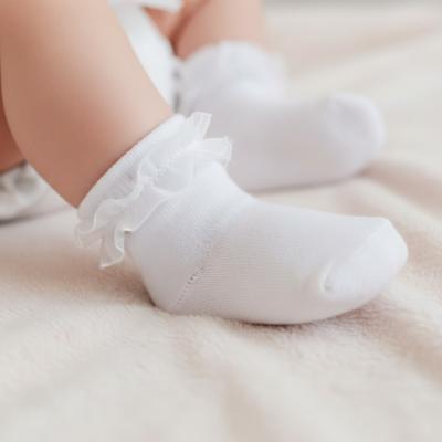 TT44B487-W Triple Pack of Lace Trimmed Ankle Socks (3-5.5)
