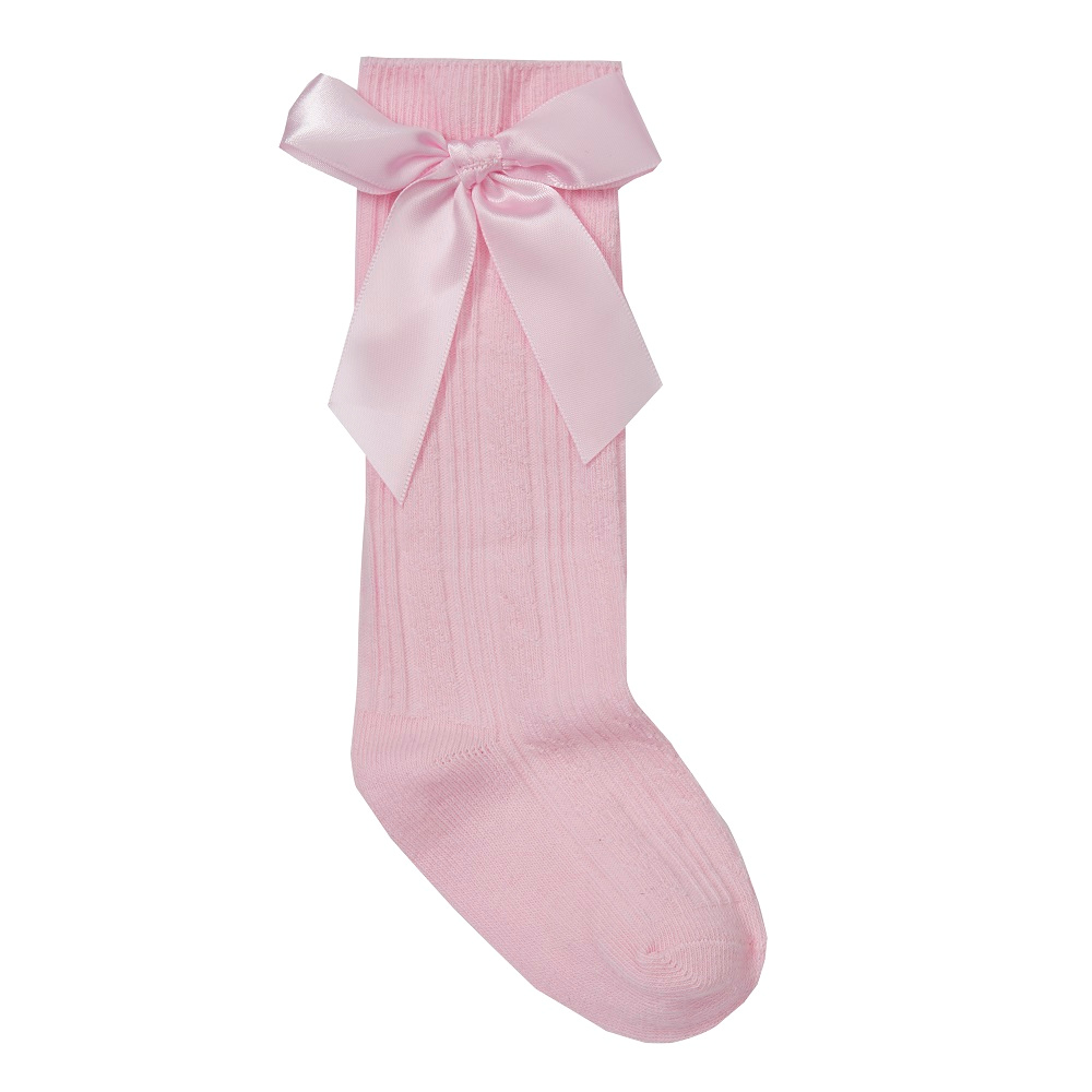 Tick Tock 44B846/PINK 5056188222692 TT44B846P Cable Knee High Socks with Bow (0-5.5)