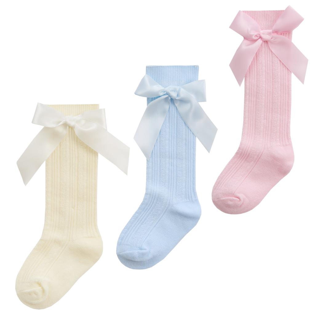Tick Tock   TT44B853 Cable Knee High Ribbon Socks ( 0-3.5)