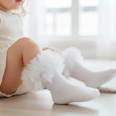 TT44B880W White "Bow" Tutu Socks (0-5.5)