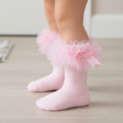 TT44B881-P Pink "Bow" Tutu Socks (0-5.5)