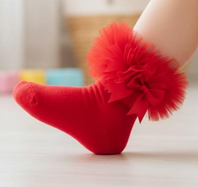 TT44B882R Red "Bow" Tutu Socks (0-5.5)