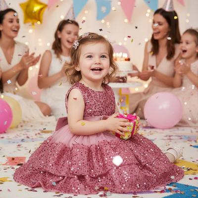 Ti66191-DP  Dusky Pink Sequin Dress SINGLE  (Choose 6-24 months)