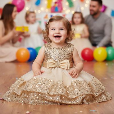 Ti66191-G  Gold Sequin Dress SINGLE   (Choose 6-24 months)