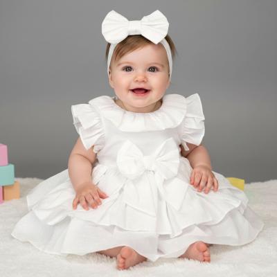 VS0434-W  Dobby Dot Frilled Dress Set  (6-36 months)