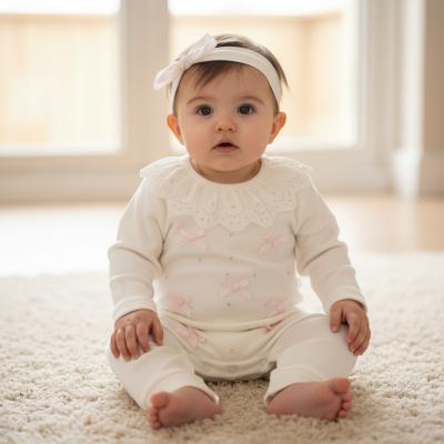 VS26102-I   Bows Romper  Set  (0-9 months)