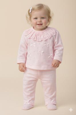 VS26103P  Diamante Bow Two Piece Set  ( 0-9 months)