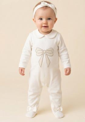 VS26105IP  Diamante Bow Romper  Set  ( 6-24 months)