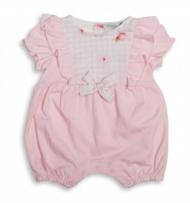 VS481612P  Pink Houndstooth Romper  (3-18 months)
