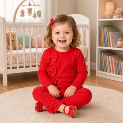 VS8904R Red Sparkle Triple Bow two Piece ( 6-24 months)