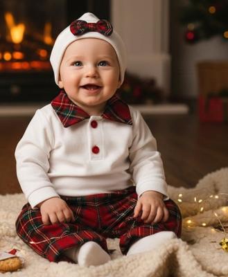 VV1505-WR Tartan All In One and Hat (0-9 months)