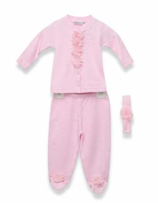 VV25106-P  Sequin Flower Three Piece Set  (0-9 months)