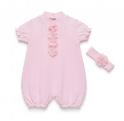 VV25107p  Sequin Flower Romper Set  (0-9 months)