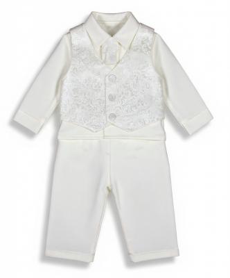 VV_CR01-W  White Paisely 4 Piece Suit 0-24m  (Choose Size)