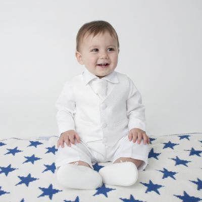 VV_CR02-W  White Check 4 Piece Suit 0-24 Months  (Choose Size)