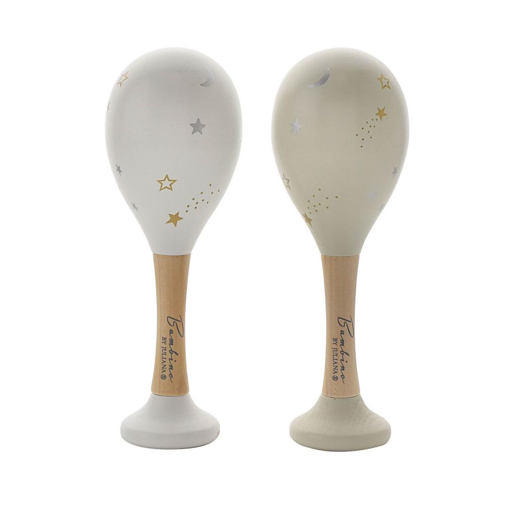 Bambino (Juliana)   WBCG1777 Wooden Maracas White/Grey