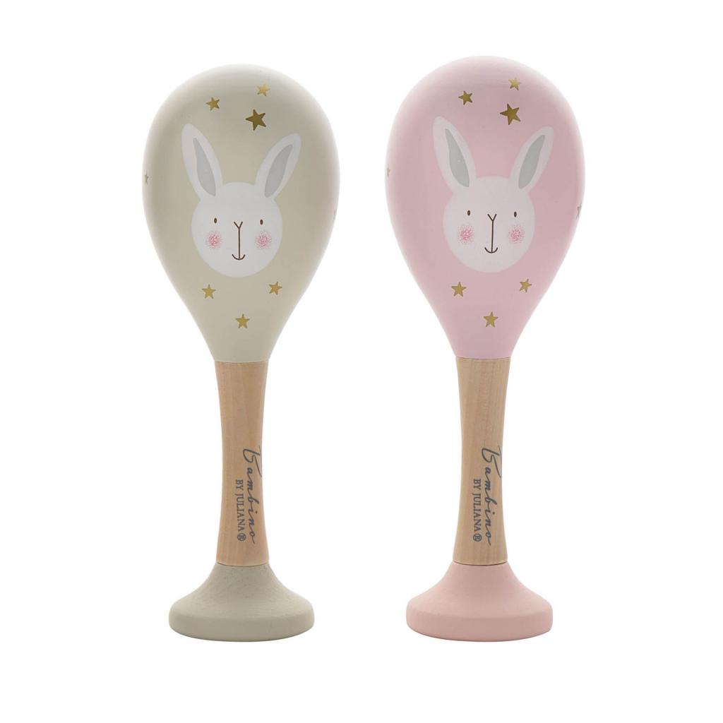 Bambino (Juliana)  * WBCG1778 Wooden Maracas Pink/Grey