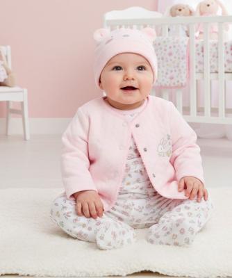 WMGN14728P Four Piece "Bunny" Quilted Set (0-6 months)