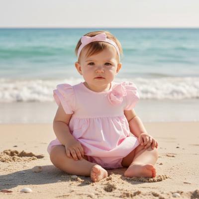 WMK14240P  Rosebud Romper  Set  (0-6 months)