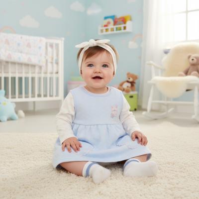 PSN14613 Quilted Rainbow Top, Pinafore & Headband (0-9 months)