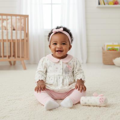WMN14758 Waffle Floral Dress, Leggings & Headband (0-9 months)