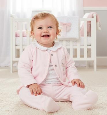PSN14627 Velour Bunny Top, Jacket & Trousers (0-9 months)