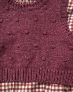 Willow & Whistle E08308 9-12=5056623273203,12-18=5056623273210,18-24=5056623273437 WWE08308A Check dress and  knitted vest(9-24 months)