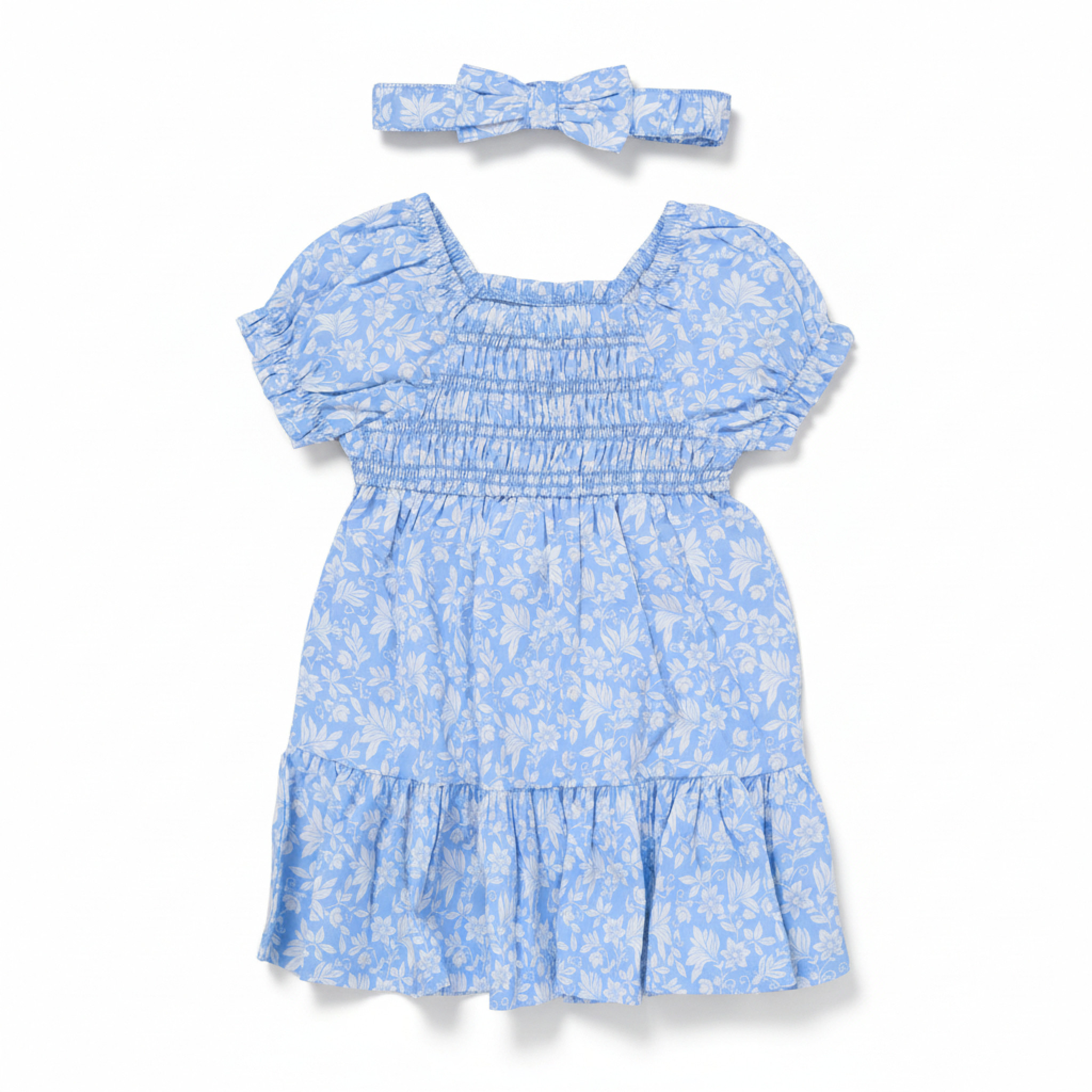 Willow & Whistle F10331 INF * WWF10331B Floral Smocked Dress Set (6-24 months)