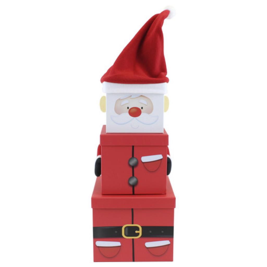 Eurowrap ClaireFontaine 30717-BXC 5033601498872 X-29469-BXCC  Santa stacking box set with plush